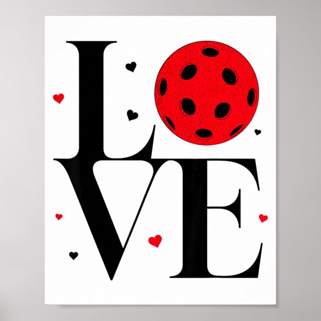 Affiche Love Ckleball Valentines Day Cute Red Heart  (Devant)