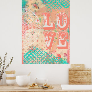 Affiche Love Coillage Mixte Média Art Artiste Imprimer