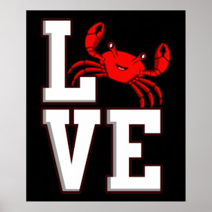 Affiche Love crabs Seafood Crabbing Crab Lobster Sea