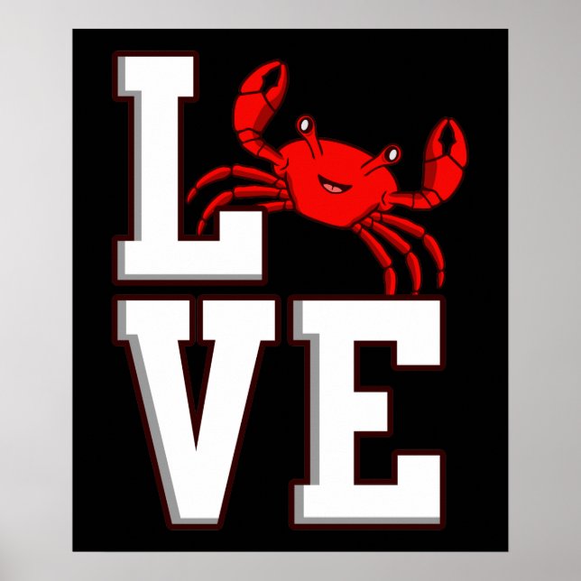Affiche Love crabs Seafood Crabbing Crab Lobster Sea (Devant)