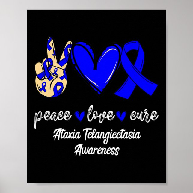Affiche Love Cure Ataxie Telangiectasie Ruban Bleu de Sens (Devant)