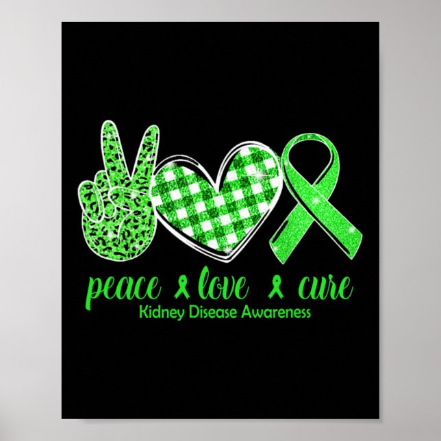 Affiche Love Cure Green Ribbon Sensibilisation aux maladie (Devant)