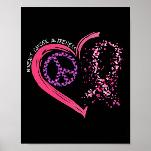 Affiche Love Cure Heart Pink Ribbon Cancer du sein Décerné
