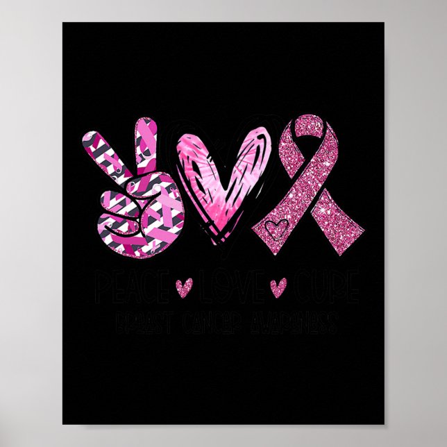 Affiche Love Cure Pink Ribbon Cancer Sensibilisation du se (Devant)