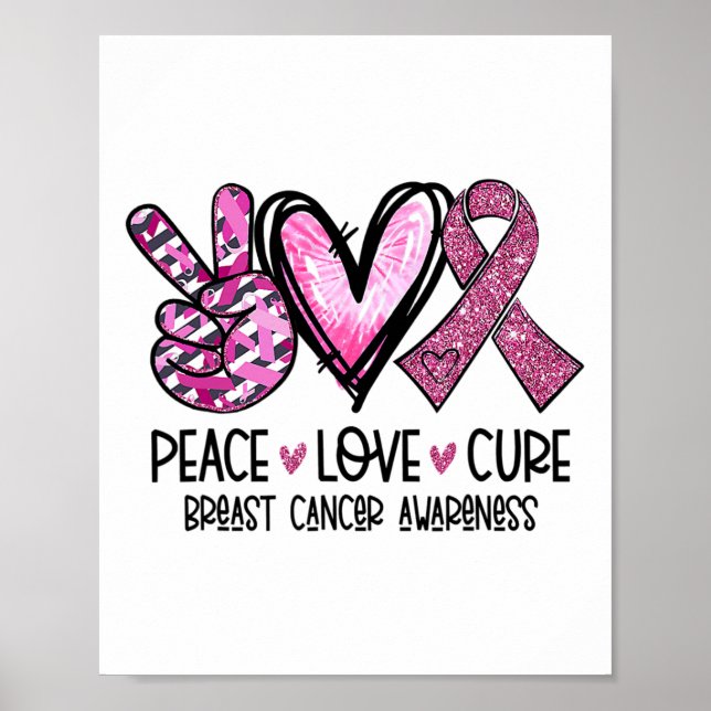 Affiche Love Cure Pink Ribbon Cancer Sensibilisation du se (Devant)
