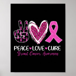 Affiche Love Cure Pink Ribbon Sensibilisation au cancer du