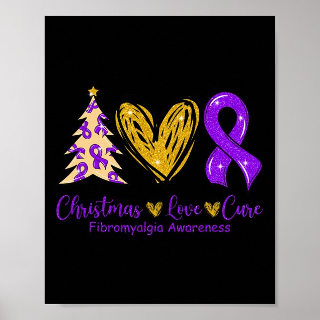 Affiche Love Cure Purple Ribbon Fibromyalgie Sensibilisati (Devant)