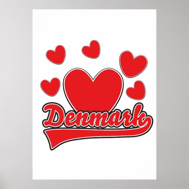 Affiche Love Danemark logo de style vintage (Devant)