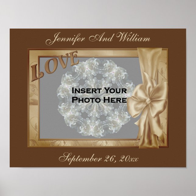 Affiche Love Elegant Bow Photo Frame Wedding  (Devant)