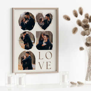 Affiche Love Elegant Photo Personnalisée Collage Beige