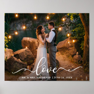 Affiche Love Elegant Script Mariage mariée Groom Photo
