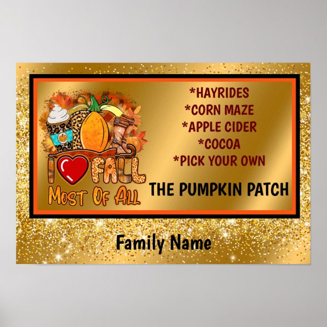 Affiche Love Fall Personnaliser d'automne Texte et couleur (Devant)