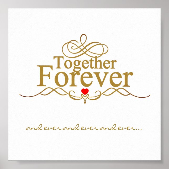 Affiche Love Forever Gold Typographie (Devant)