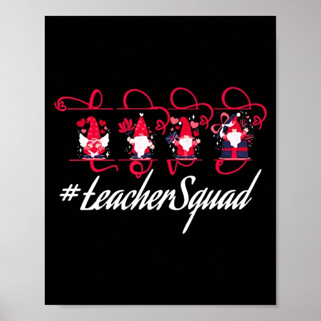 Affiche Love Gnome Teacher Squad Happy Valentine Gnome Tea (Devant)