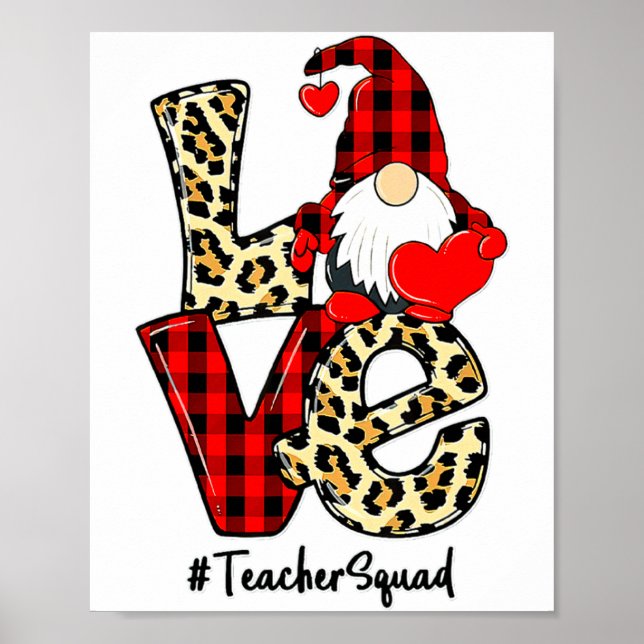 Affiche Love Gnome Teacher Squad Happy Valentine Gnome Tea (Devant)