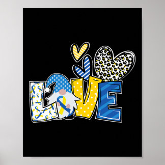 Affiche Love Gnomes Blue Yellow Ribbon Down Syndrome Aware