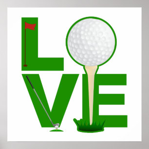Affiche LOVE Golf lettres vert