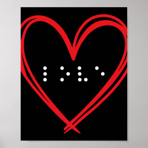 Affiche Love Heart Braille Alphabet Braille Langue Braille