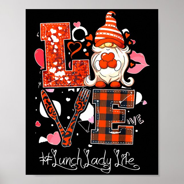 Affiche Love Heart Lunch Lady Cafeteria Travailleuse Gnome (Devant)