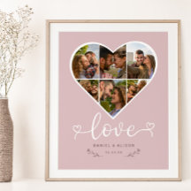 Love Heart Photo Collage Grille Couple Blush