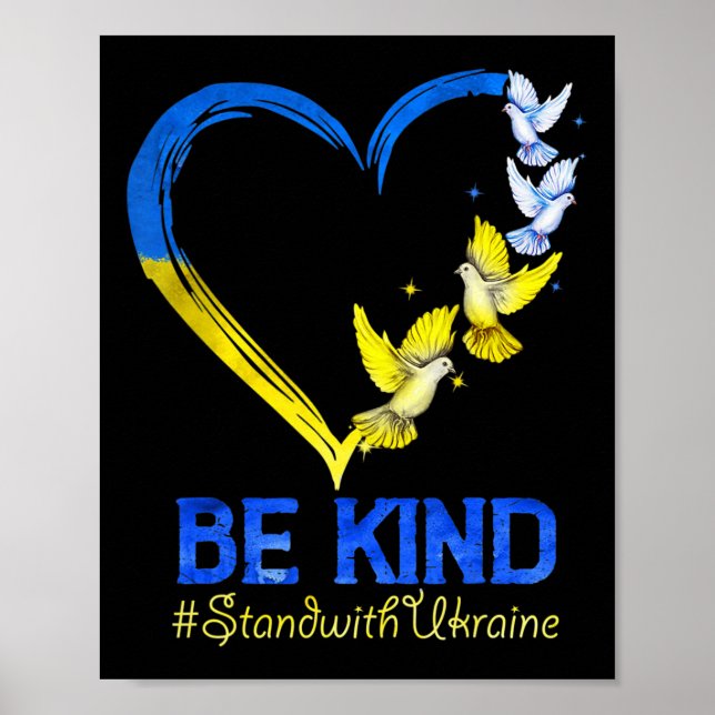 Affiche Love Heart Ukraine Dove Ukraine Be Kind Stand With (Devant)