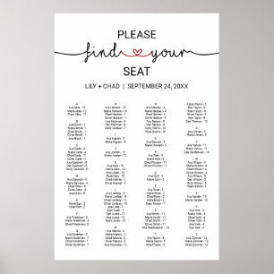 Affiche Love Hearts   Red Seating Chart