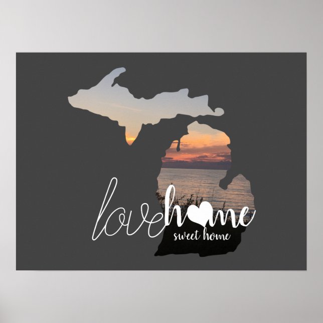 Affiche Love Home Sweet Home Michigan Silhouette (Devant)