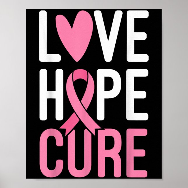 Affiche Love Hope Cure Cancer du sein guerrier rose Ruban  (Devant)