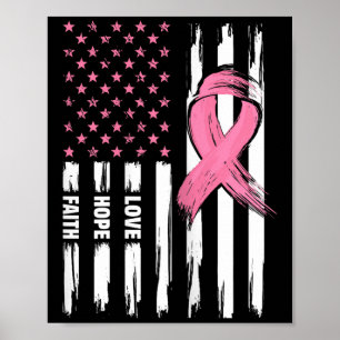 Affiche Love Hope Faith Usa American Flag _ Cancer du sein