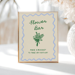 Affiche Love in Bloom Blue Green Flower Bar