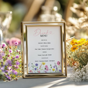 Affiche Love in Bloom Drink Menu Sign   Thème fleur sauvag