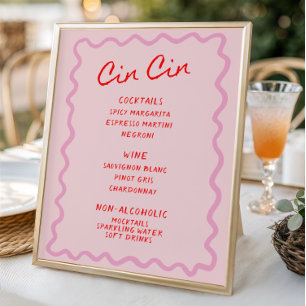 Affiche Love in Bloom Red Pink Cin Bar Menu