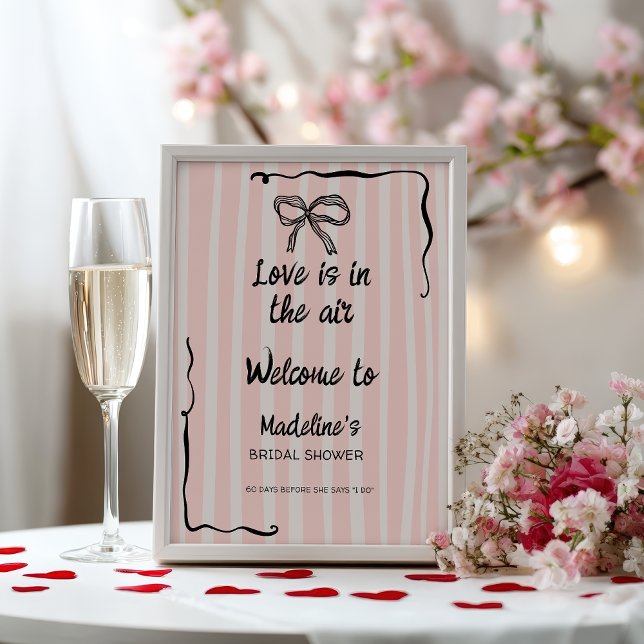 Affiche Love in the Air Retro Pink Quirky Bridal Welcome (Love in the Air Retro Pink Quirky Bridal Welcome Poster)