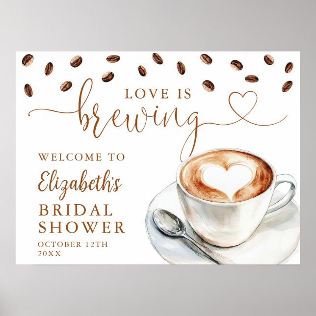 Affiche Love Is Brewing Bridal Shower Welcome Sign (Devant)
