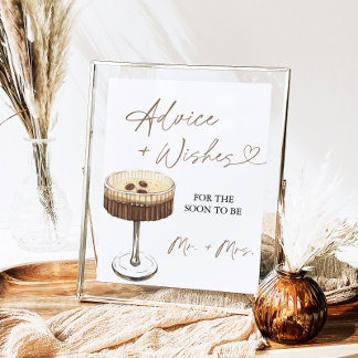 Affiche Love Is Brewing Martini Advice & Wishes Sign