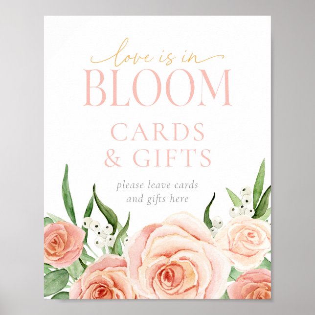 Affiche Love Is In Bloom Pink Cards And Gift Table Sign (Devant)