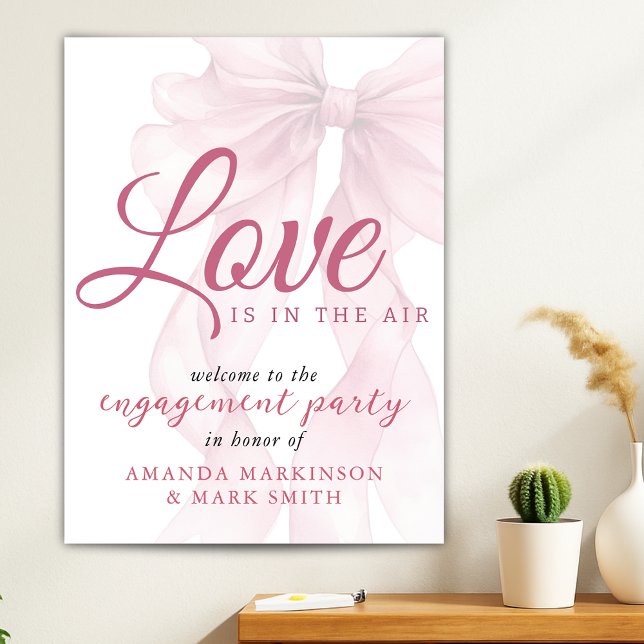 Affiche Love Is In The Air Mauve Bow Engagement Welcome (Créateur téléchargé)