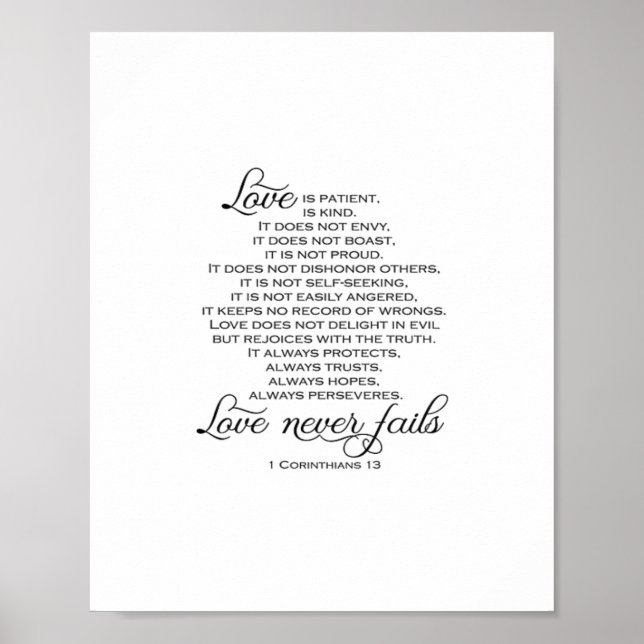 Affiche Love Is Patient Proposal Love Never Fails Heartfel (Devant)