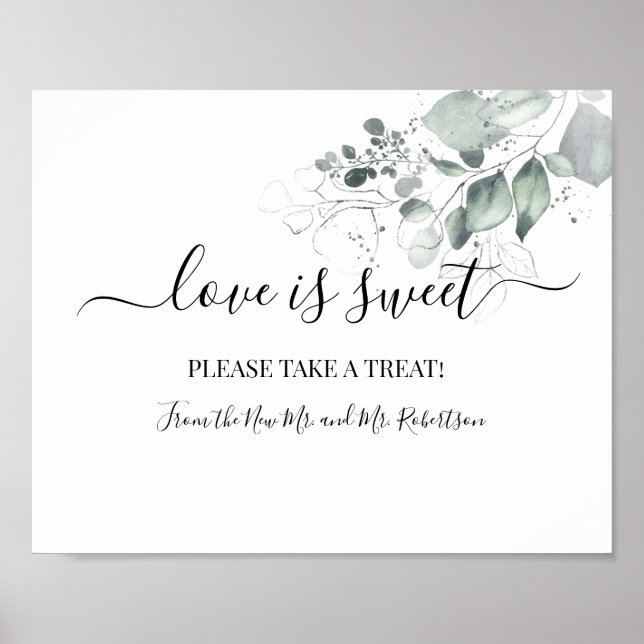 Affiche Love is Sweet Dessert Table Watercolor Flower Sign (Devant)