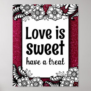 Affiche Love is Sweet Desserts Candy Bar Parties scintilla