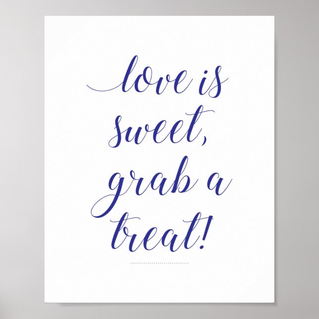 Affiche Love Is Sweet Grab a Treat Navy Blue Candy Buffet (Devant)