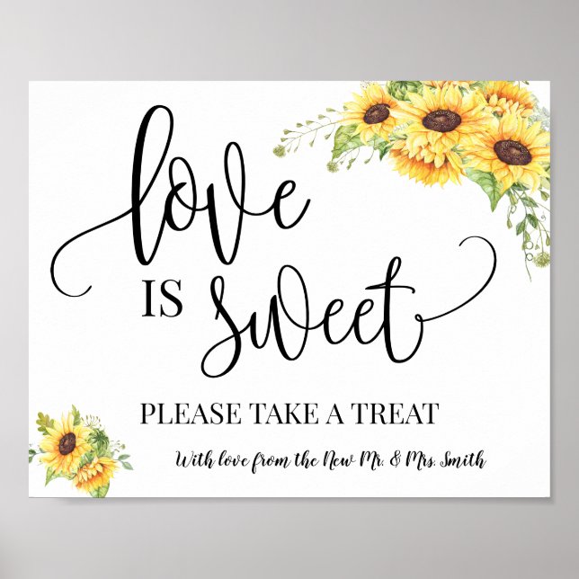 Affiche Love is Sweet panneau de table de mariage tourneso (Devant)