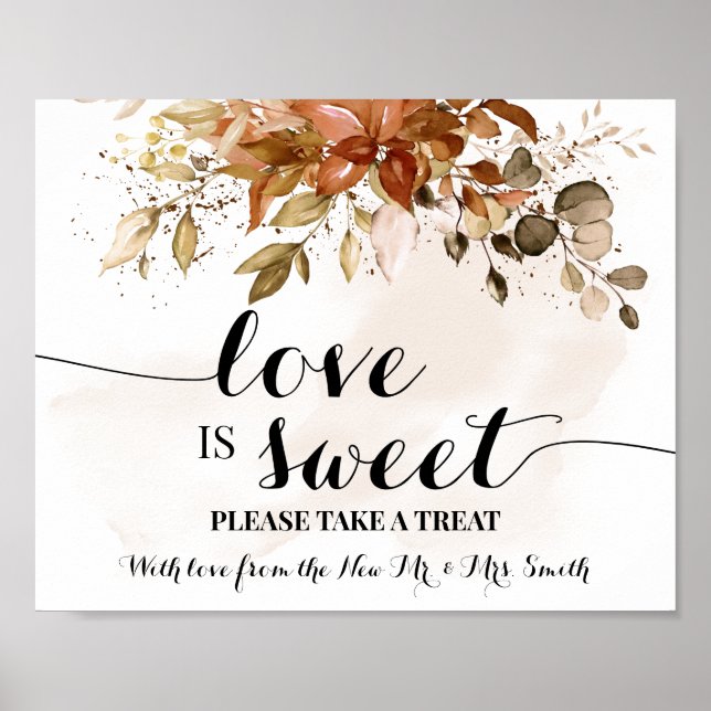Affiche Love is Sweet Table de Dessert Mariage Pluie d'Aut (Devant)