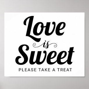 Affiche Love is Sweet typographie mariage barre de bonbons