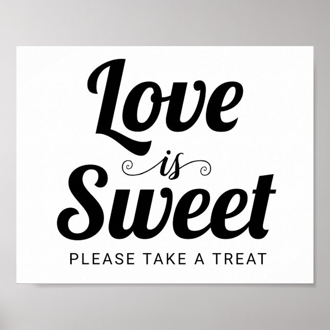 Affiche Love is Sweet typographie mariage barre de bonbons (Devant)