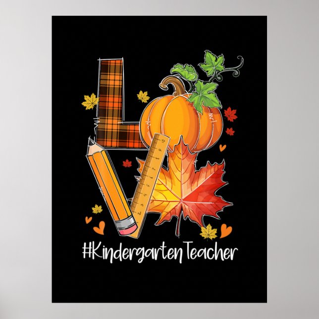 Affiche LOVE jardin d'enfants enseignant congé d'automne a (Devant)