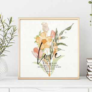Affiche Love-John 3:16 orange floral