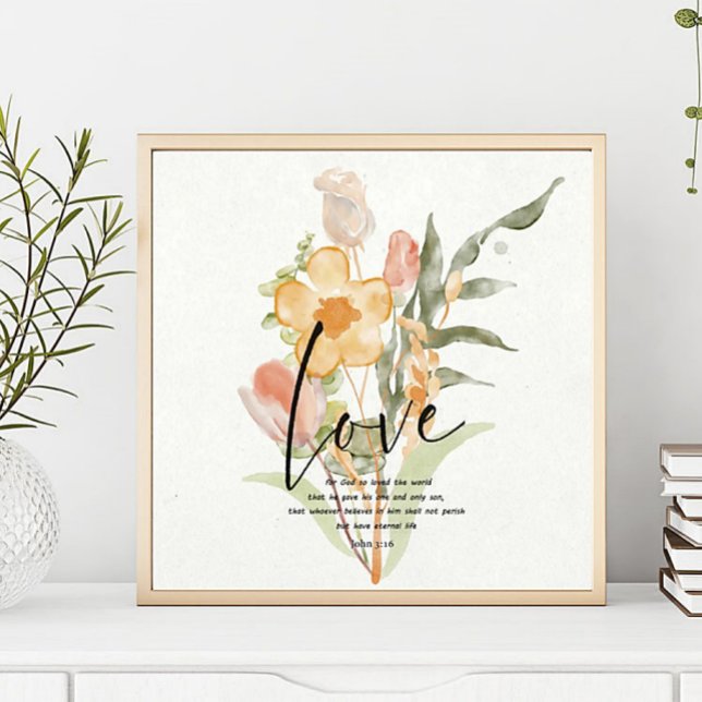 Affiche Love-John 3:16 orange floral (Créateur téléchargé)
