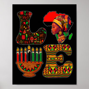 Affiche Love Kwanzaa Kinara Principes bougies Pan African