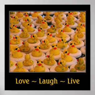 Affiche Love Laugh Live Rubber Ducks Inspirationnel